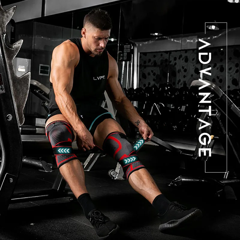 1PC Pressurized Sports Knee Brace Support Elastic Breathable Basketball Knee Pad Fitness Gear Volleyball Running Protector