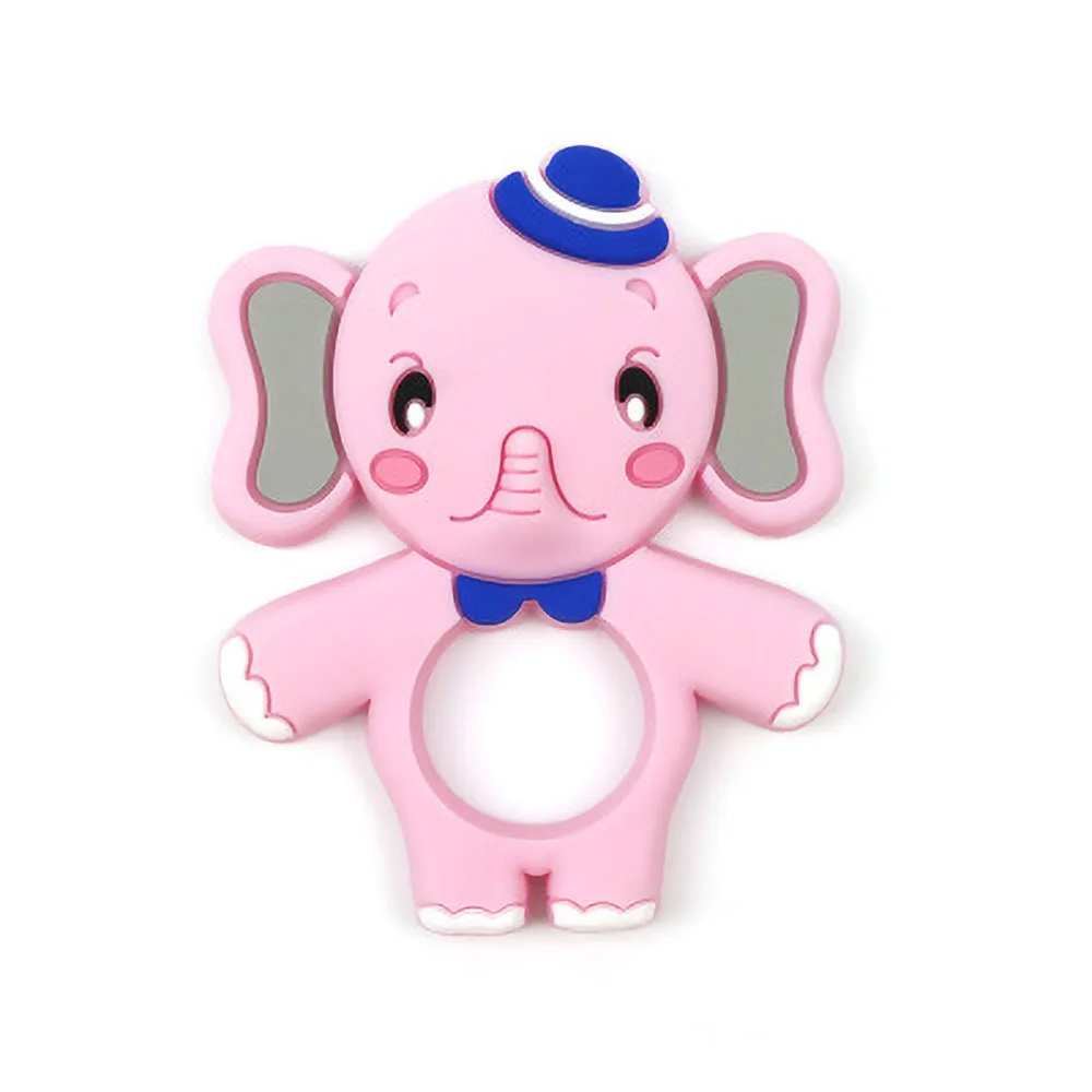 10 Colors Baby Silicone Teethers Food Grade Silicone Cartoon Elephant Teether DIY Teething Toys For Teeth Infant Baby Teethers