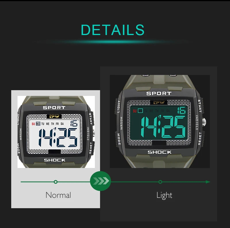 2022 New Big Number Men Watch Multifunction Alarm Clock 5ATM Waterproof Camouflage Sports Digital Wristwatches Relogio Masculino