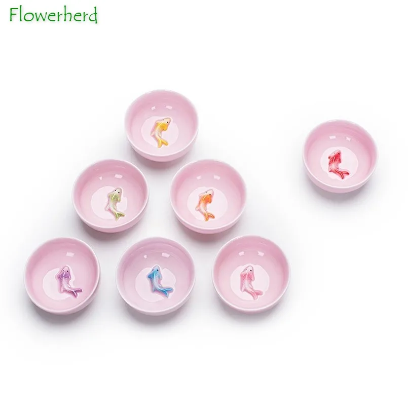 Ceramic Porcelain Tea Cup Bowl Teaware Celadon Colored Fish Tea Cup Kung Fu Tea Set Cup Tea Bowl Personality Cup Tea Cup