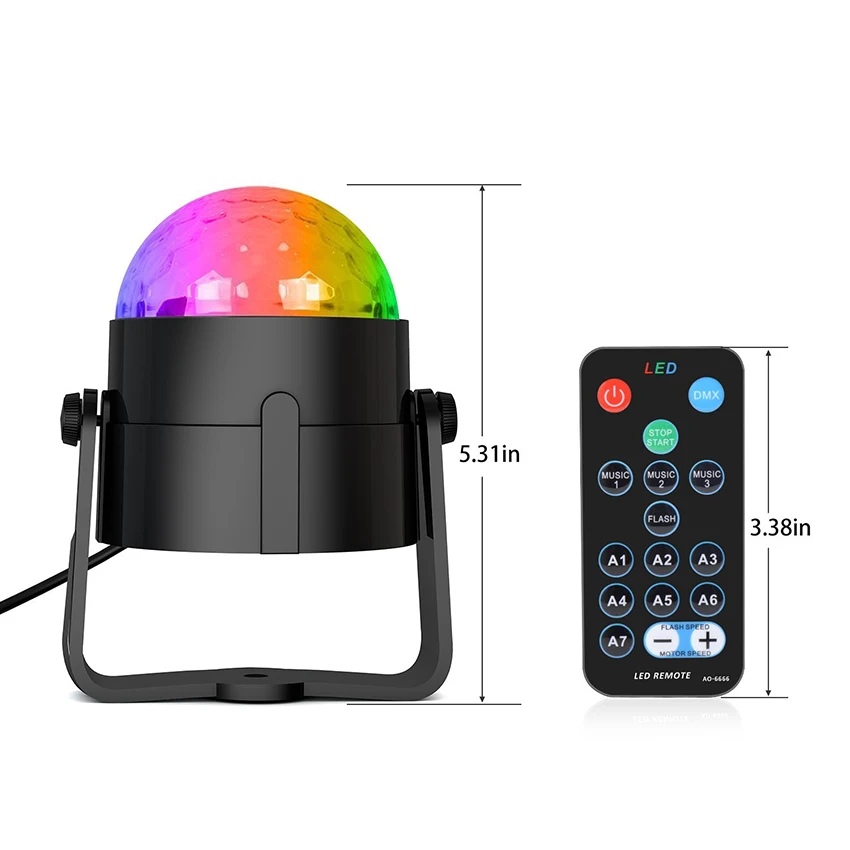 Вращающийся звуковой диско шар вечерние стробоскопы 3 Вт RGB светодиодный