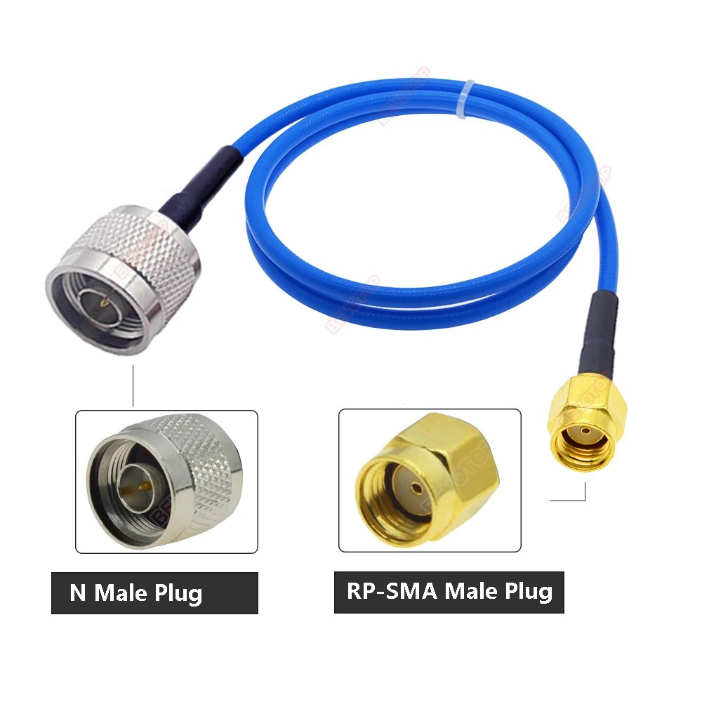 N male plug to RP-SMA male RF lot RG402 Semi Flexible blue jacket jumper Cable 