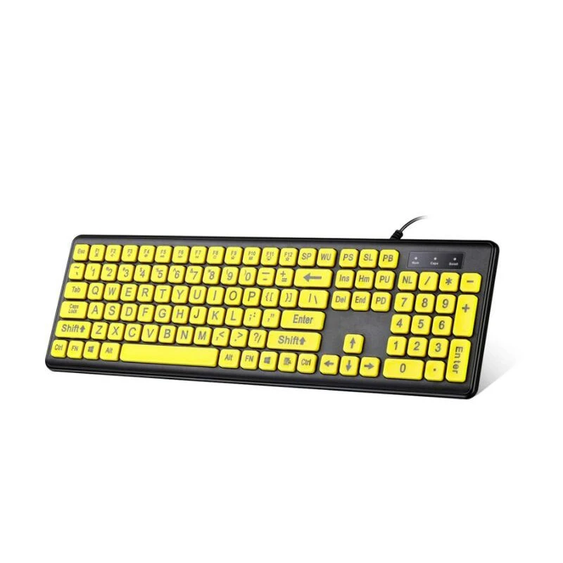 Computer Tastatur Wired Gelb Tasten Schwarz Brief Grosse Altere Usb Pc Computer Spiel Gaming Tastatur Fur Menschen Mit Niedrigen Vision Keyboards Aliexpress