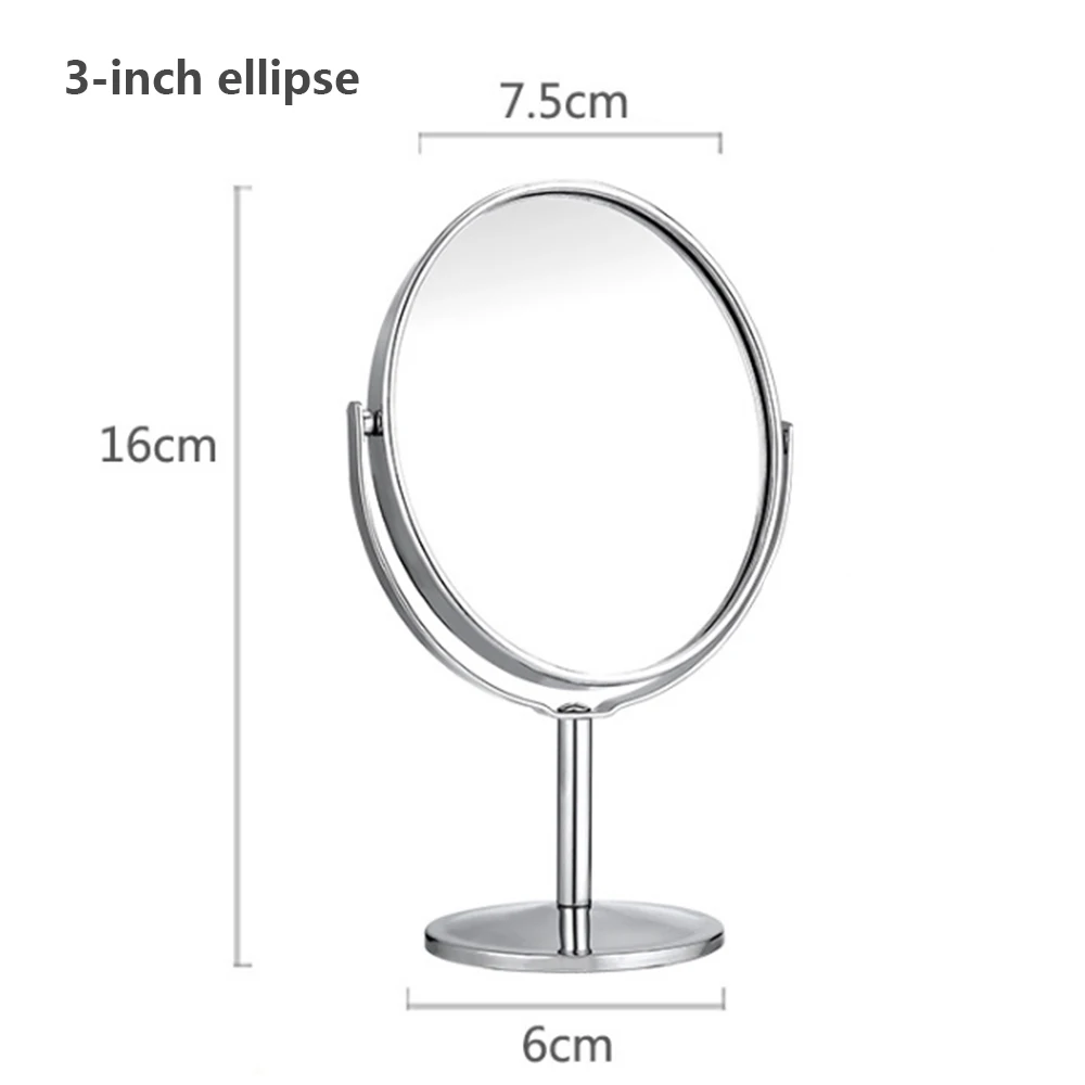 Модное прочное двухстороннее прозрачное зеркало для макияжа нормальная стойка с лупой круглой формы Металл HD косметическое зеркало высокое качество подарки - Цвет: as picture