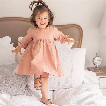 

Summer Toddler Baby Girls Clothes Flare Ruffled Sleeve Dress Kids Girl Solid Clothing Infant Tutu Princess Pageant Dresses