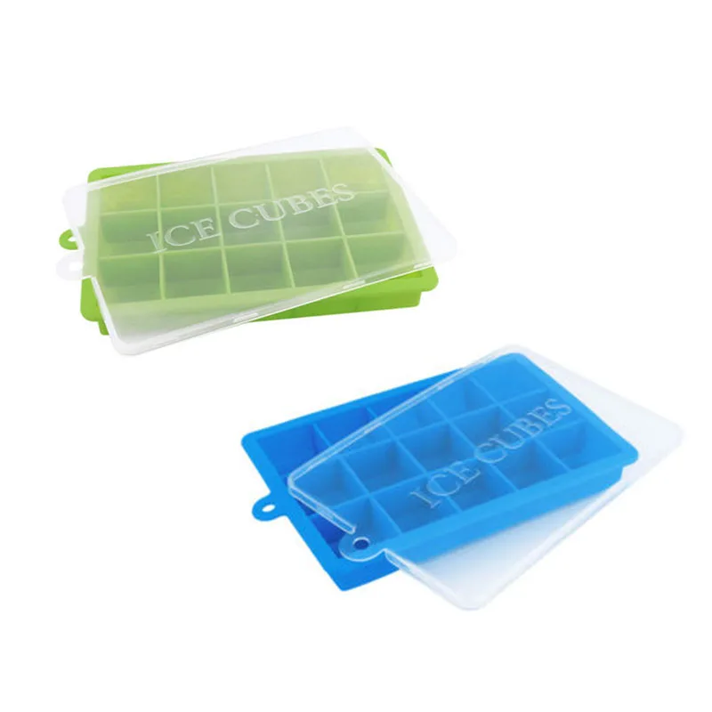 ice cream mold 15-Hole Silicone Ice Cube Mold Tray with Square-shape Lid DIY Ice Jelly Moulds ice cube tray forma de gelo
