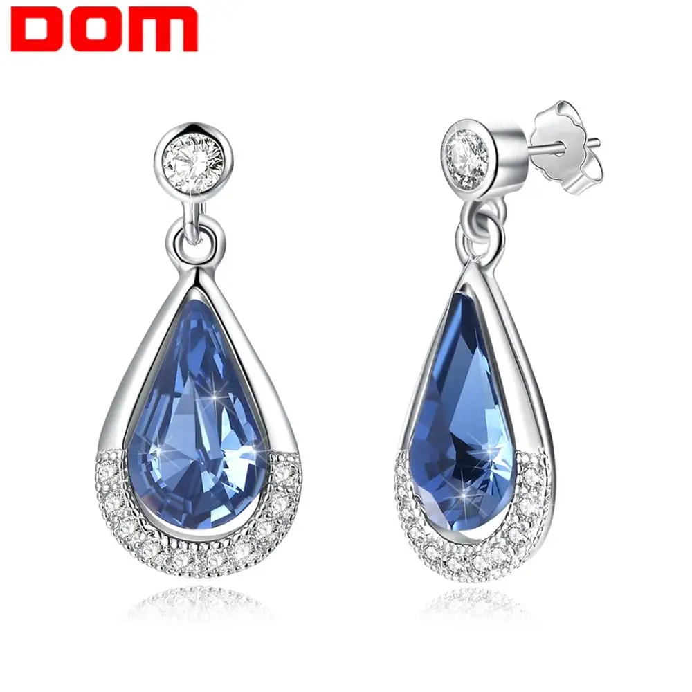 DOM серьги, 925 пробы, серебро, Сияющие, элегантные серьги, прозрачные кристаллы, капля воды, древнее серебро, женские серьги-капли, SVE290