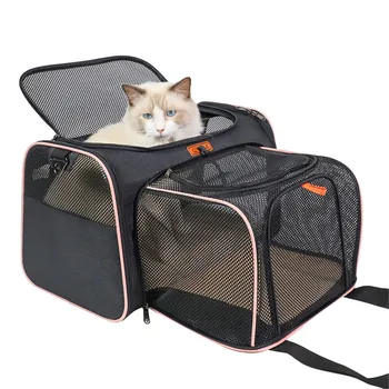 

Cat Dog Portable Handbag Outdoor Pet Messenger Bag Travel Dog Carrier with Expandable Space Breathable Bag for Pet Within 10KG