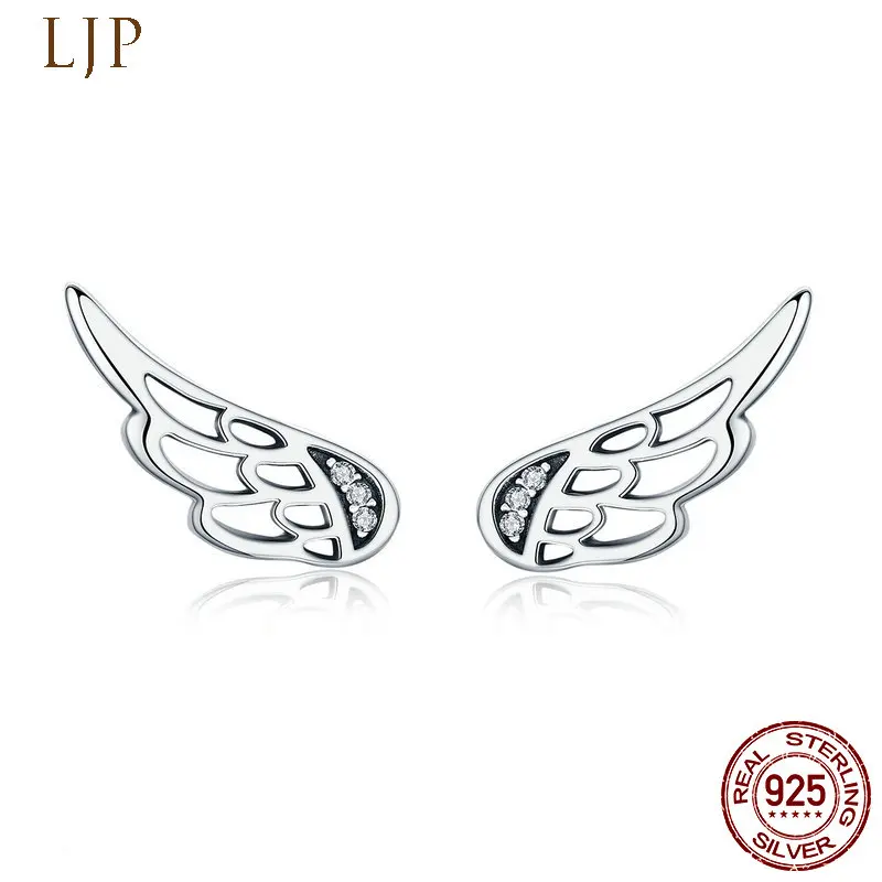

Genuine 925 Sterling Silver Earrings Feather Fairy Wings Stud Earrings Silver for Women Fashion Silver Jewelry Christmas gift