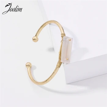 

JOOLIM Natural Stone Cuff Bracelet Adjutable Statement Bangle For Women Cultural Bracelet