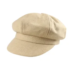 И Зимняя восьмиугольная шляпа в британском стиле, одноцветная шерстяная шапка на утином пуху, универсальная шапка для отдыха для молодых мужчин