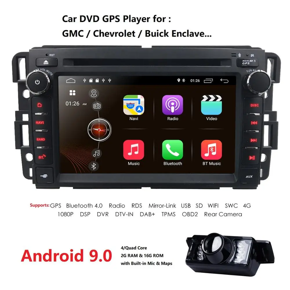 Clearance 7 Inch 2 Din android 9.0 IPS Car DVD Player for GMC Yukon Denali Acadia Savana Sierra Chevrolet Express Traverse Equinox Mirror 2