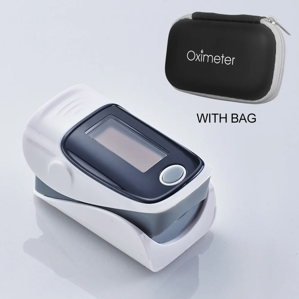 with bag Пульсоксиметр Пальчиковое портативное медицинское оборудование OLED насыщенность кислородом крови Saturometro Пульсоксиметр домашний монитор сердечного ритма - Цвет: with bag