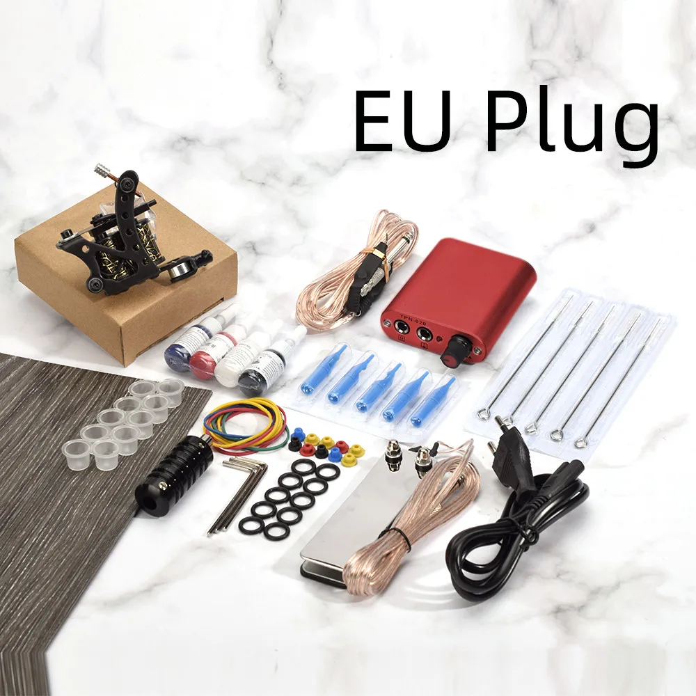 Tattoo Kit 4 Colors Inks 8 Wrap Coils Tattoo Gun Machines Grips Needles Power Supply Tattoo Kit For Beginner Accessories Set Tattoo Kit 4 Colors Inks 8 Wrap Coils Tattoo Gun Machines Grips Needles Power Supply Tattoo Kit For Beginner Accessories Set