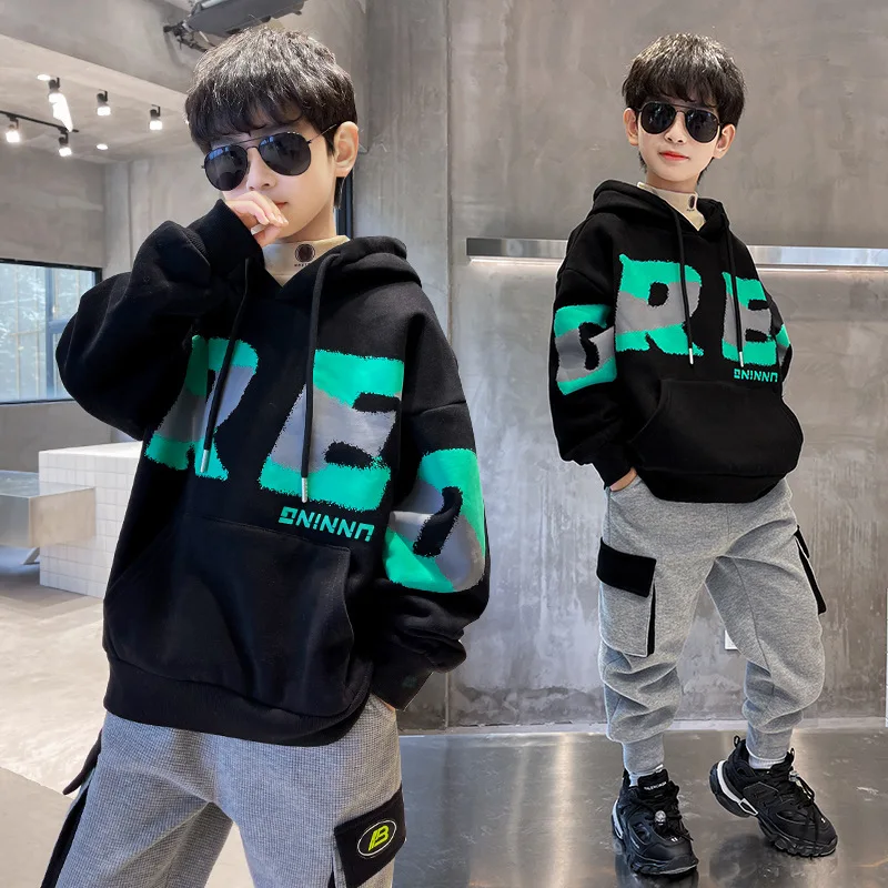 Kids Hoodies Outfit Boys Sweater and Sweatpants Suit Tracksuit Sweatshirt Set for Boys Girls Purple 7-8 Years 