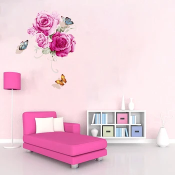 

Three Ratels QC122 flowers wall sticker European rose bush home decoration living room