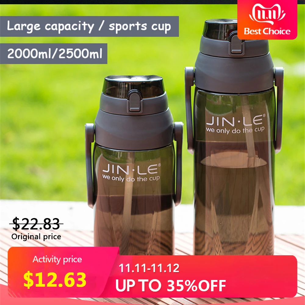 

2000/2500ml Motion Water Bottle Large Capacity Sports Cup Outdoor on Foot Fitness Water Bottle Portable Straight Drink and Straw