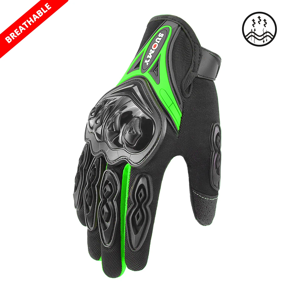 SU-10 GN Breathable SUOMY Motorcycle Gloves Men Waterproof Windproof Winter Guantes Moto Gloves Touch Screen Motorbike Riding Gloves - Color: SU-10 GN Breathable