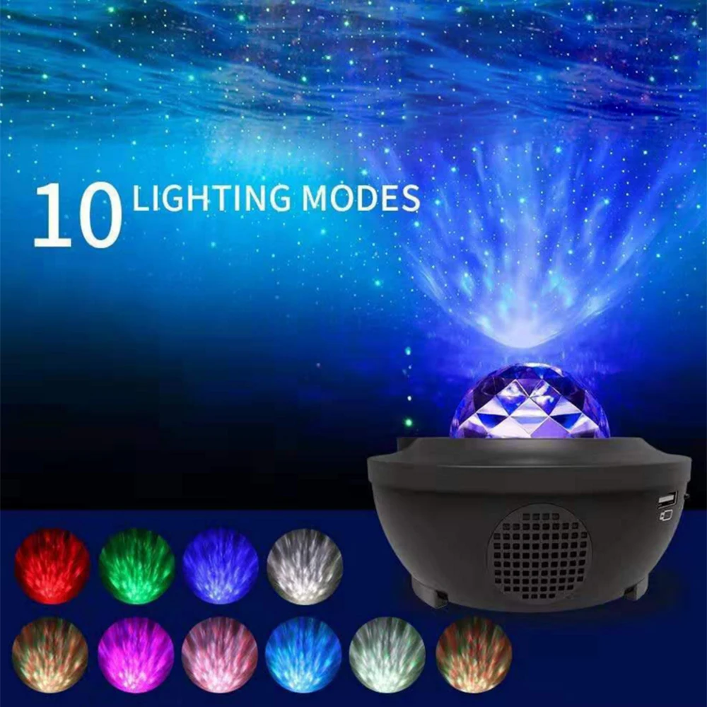 

DC5V Starry Sky LED Projector Light USB Remote Control with Music Bluetooth Speake Night Lamp Star/Moon/Ocean Wave Night Lights