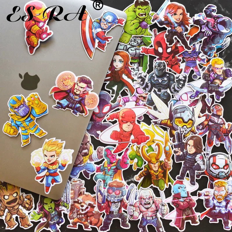 

36Pcs/Set Decal Marvel Luggage Stickers Set Marvel Anime Stickers Toys PVC Waterproof Fridge Skateboard Room Decorate Pegatinas