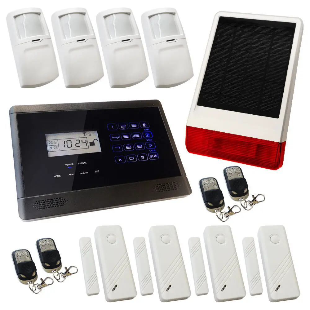 

Лучшая Беспроводная и Проводная GSM SMS Автодозвон противовзломная домашняя сигнализация решение с солнечной сиреной Солнечная вспышка Сирена