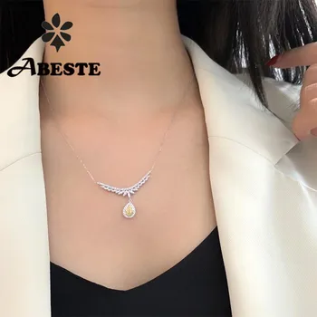 شراءANI 18K الصلبة الأبيض عقد ذهب المرأة المشاركة قلادة الكمثرى شكل قلادة الأصفر قلادة الماس قلادة اقتراح شكل الخامس