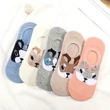 5 пар, носки с милыми животными, женские носки, короткие носки, женские носки длиной до лодыжки, хлопковые носки PW12