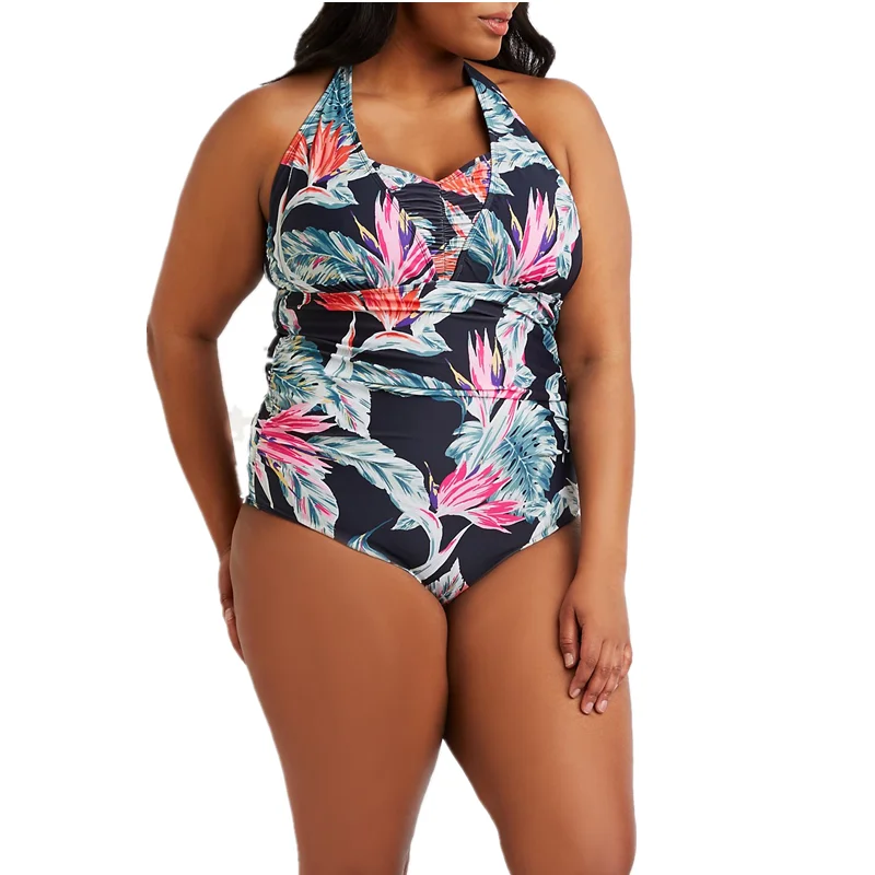 HSH_H Print Plus Size Women Bathingsuits Tankini Swimsuit with Skirt Dress Tummy Control Swimwear Swim Female Lagre Size XXXXL