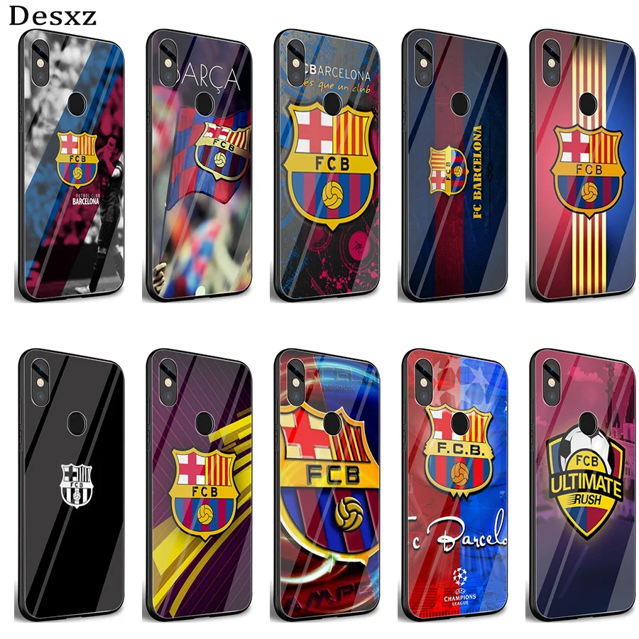

Tempered Glass mobile phone Case For Xiaomi MI 8 9 Lite A1 A2 Redmi Note 5 6 7 Pro 6A 4X Pocophone F1 Cover Barcelona Shell