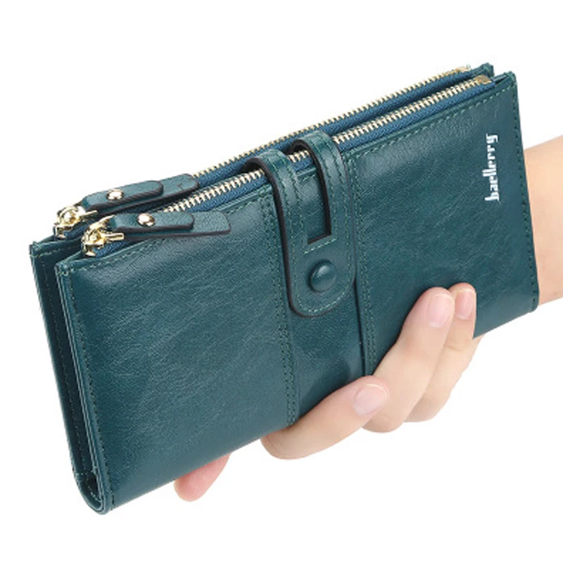 Billeteras clásicas de cuero para mujer, Cartera de cuero con cremallera para grabar Nombre, alta calidad, a la moda, 2021