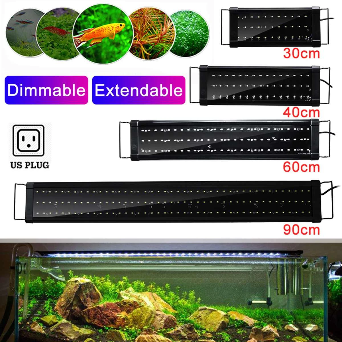 Led水族館ランプ 30 90cm 110v 240v 自動調光タイマー 水槽ライト Lightings Aliexpress