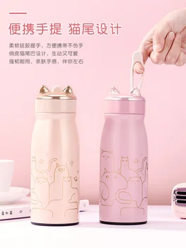 

Travel Mini Vacuum Mug Kids Thermos Flask Personalized Thermos Bottle Portable Cute Stainless Steel Thermo Mug Cup Cat II50BWB