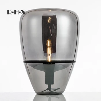 

Europe Wind Desk Lamp Bedside Cupboard Desk Lamp A Living Room Study Designer Concise Modern Originality Glass Cover Desk Lamp