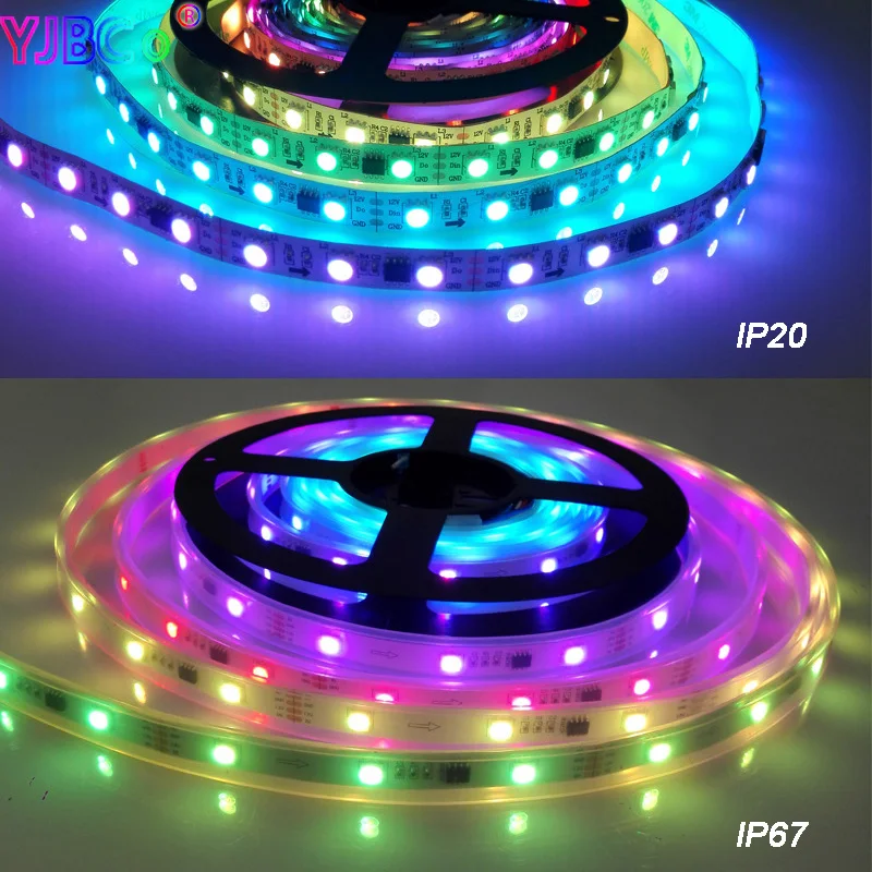 

WS2818 Pixels RGB LED Strip Light 5m DC12V Addressable Dual-Signal (Update WS2811)WS2818 IC 30Leds/m 60 Leds/m led lamp tape