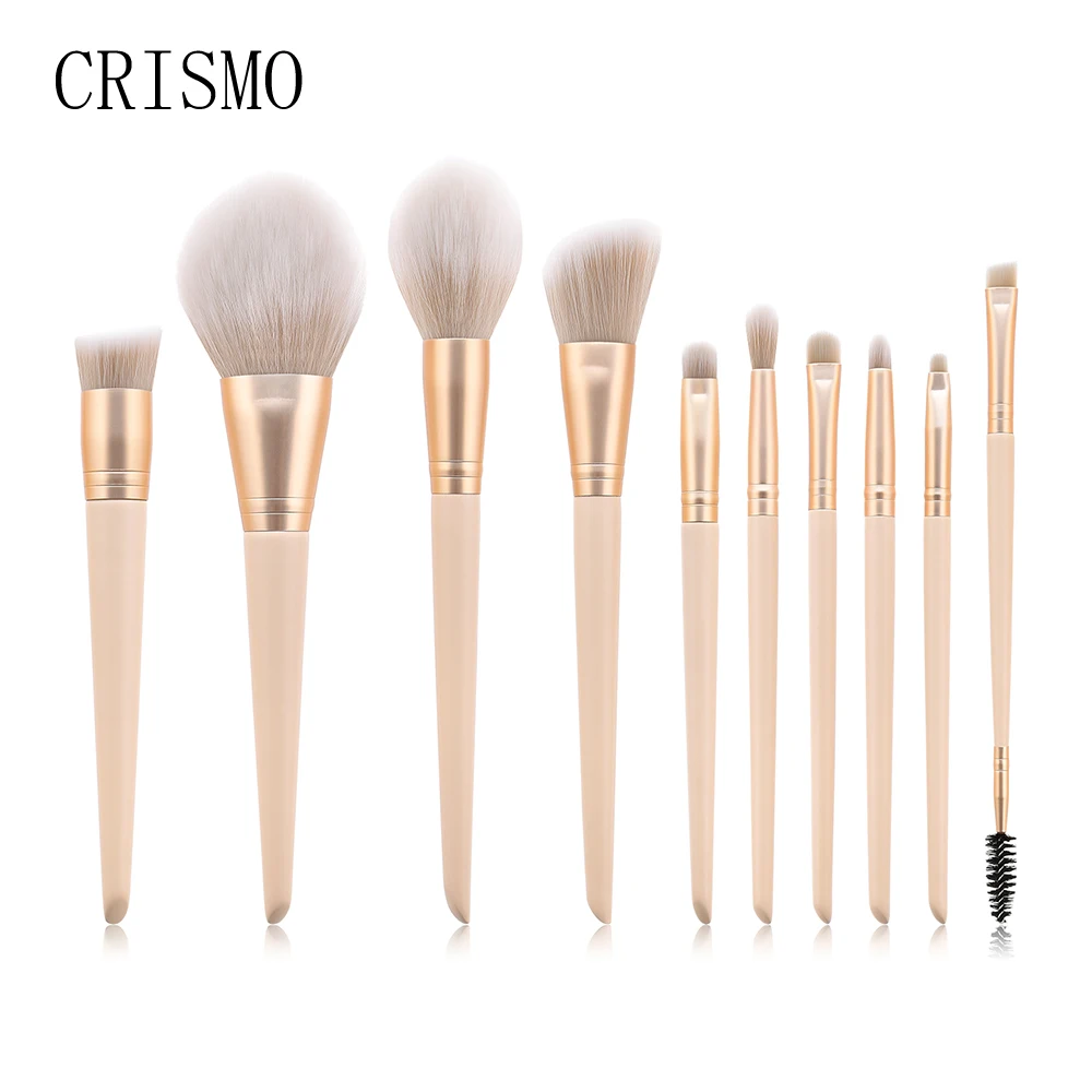 

CRISMO 10PCS Blending Powder Smudge Brush Foundation Eyeshadow Eyelash Blush Concealer Professional Makeup Brushes Set