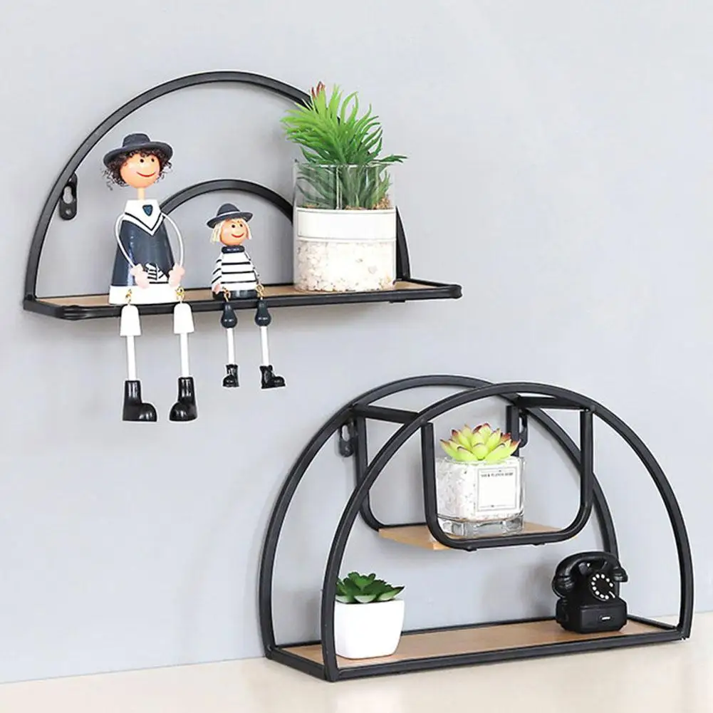 

Storage Rack Metal Wall Mount Storage Rack Semicircle Bonsai Books Organizer Holder Shelf Wall Mount Organizer Rack Space saving