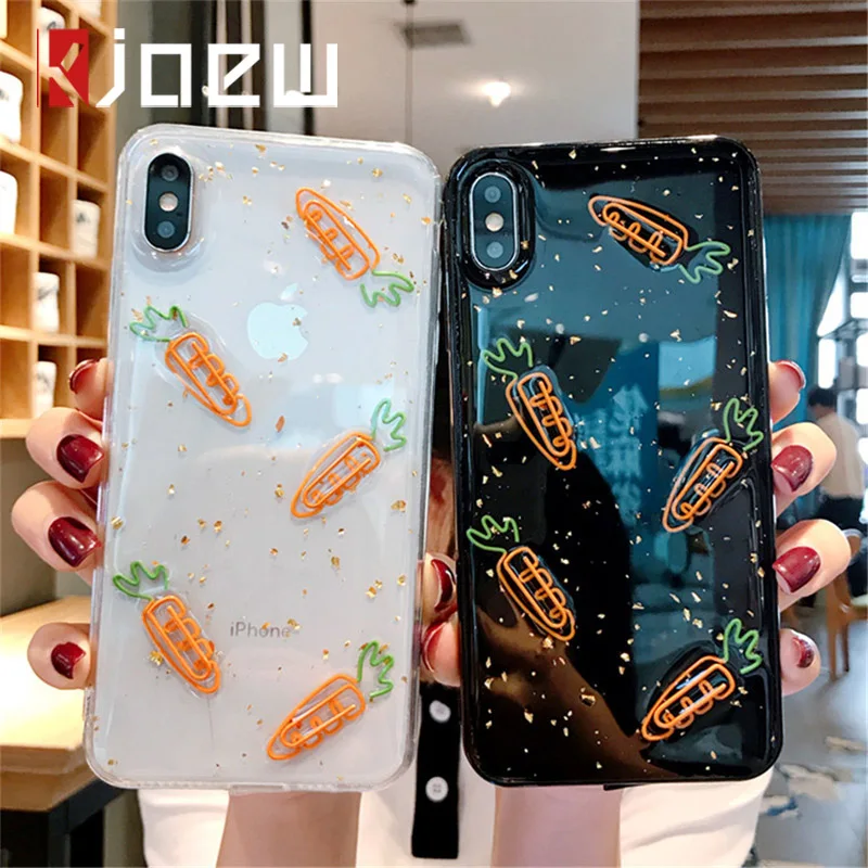 KJOEW 3D морковь Золотая фольга блеск Bling чехол для телефона iPhone 11 Pro Max X XR Xs 6 6s 7 8 Plus