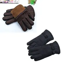 Модные зимние теплые однотонные мужские бархатные утолщенные перчатки для холодной погоды с теплой двойной подкладкой