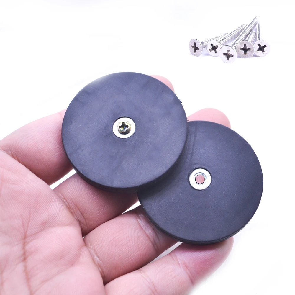 Rubber Coated Neodymium Base D43mm Countersunk Hole Black Disc