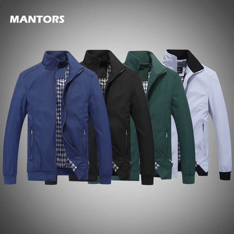 

Men's Business Jacket Autumn Winter Solid Bomber Jacket Mens Coat Streetwear Stand Collar Windbreakers Plus Size Zipper Coats
