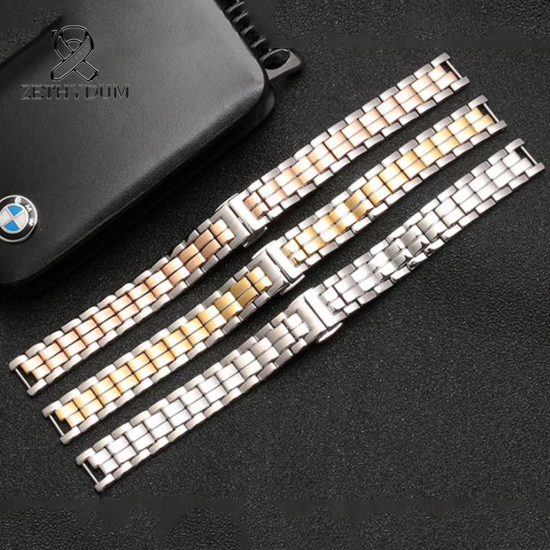 Per Tissot T094.210A Cinturino In Metallo Solido Cinturino Cinturino Cinturino 1853 T094 Serie Flamenco Cinturino Orologio 12Mm Bracciali