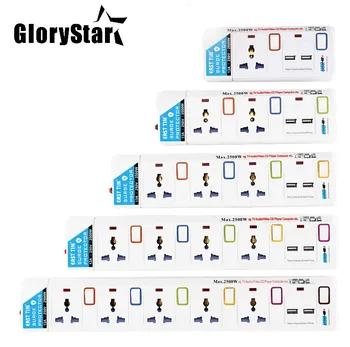 

Power Strip 1.8m Universal Way AC Outlets Plug 2 USB Ports Individually Switched Extension Socket,Surge Overload Protection