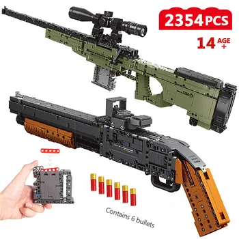

Can Fire Fit Technic Series GUN Weapon AWM Shotgun Model Building Blocks Brick Military Army Technic Toys Boys Gift