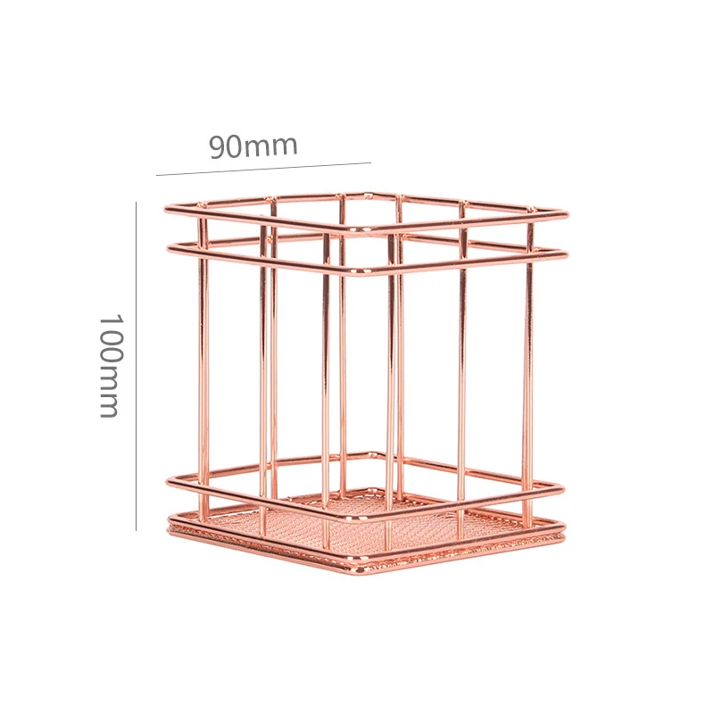 Простой стиль, металлическая корзина для хранения, розовое золото, стеллаж для хранения, Канцелярский органайзер, настольные аксессуары, AUG889
