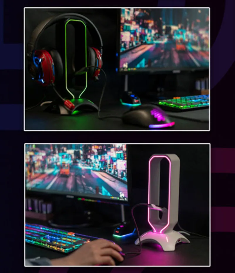 Fones de ouvido rgb suporte de fone