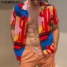 INCERUN – chemise imprimée à manches courtes pour hommes, chemisier de plage hawaïen à col à revers, Floral, ample, boutons, été, 2021, S 3XL