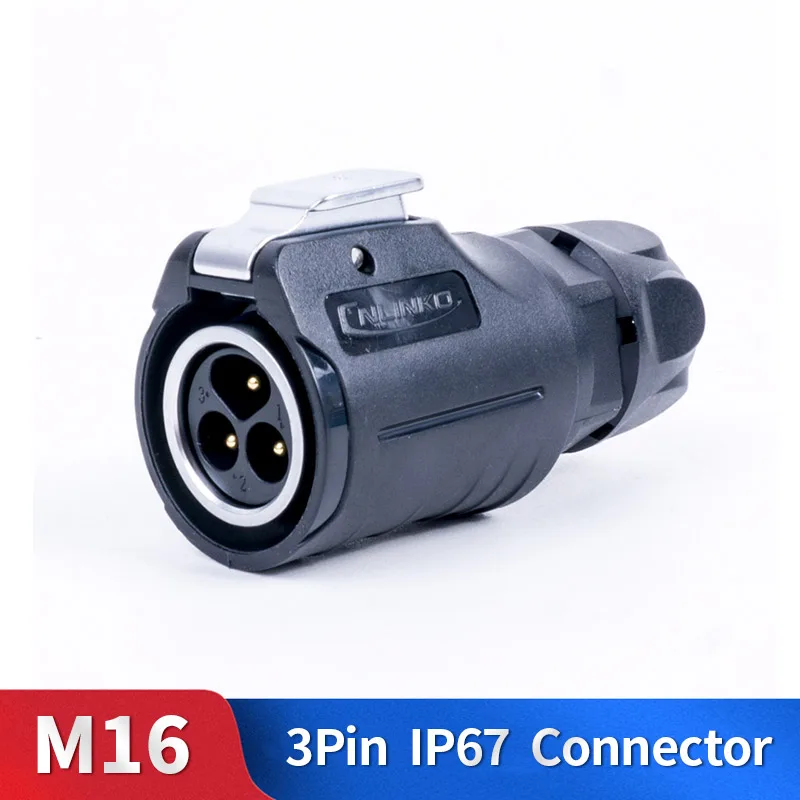 

M16 3 Pin Waterproof Connector Kit Semi-Metal Shell Male and Female Industrial Outdoor Lighting Cable Plug and Socket