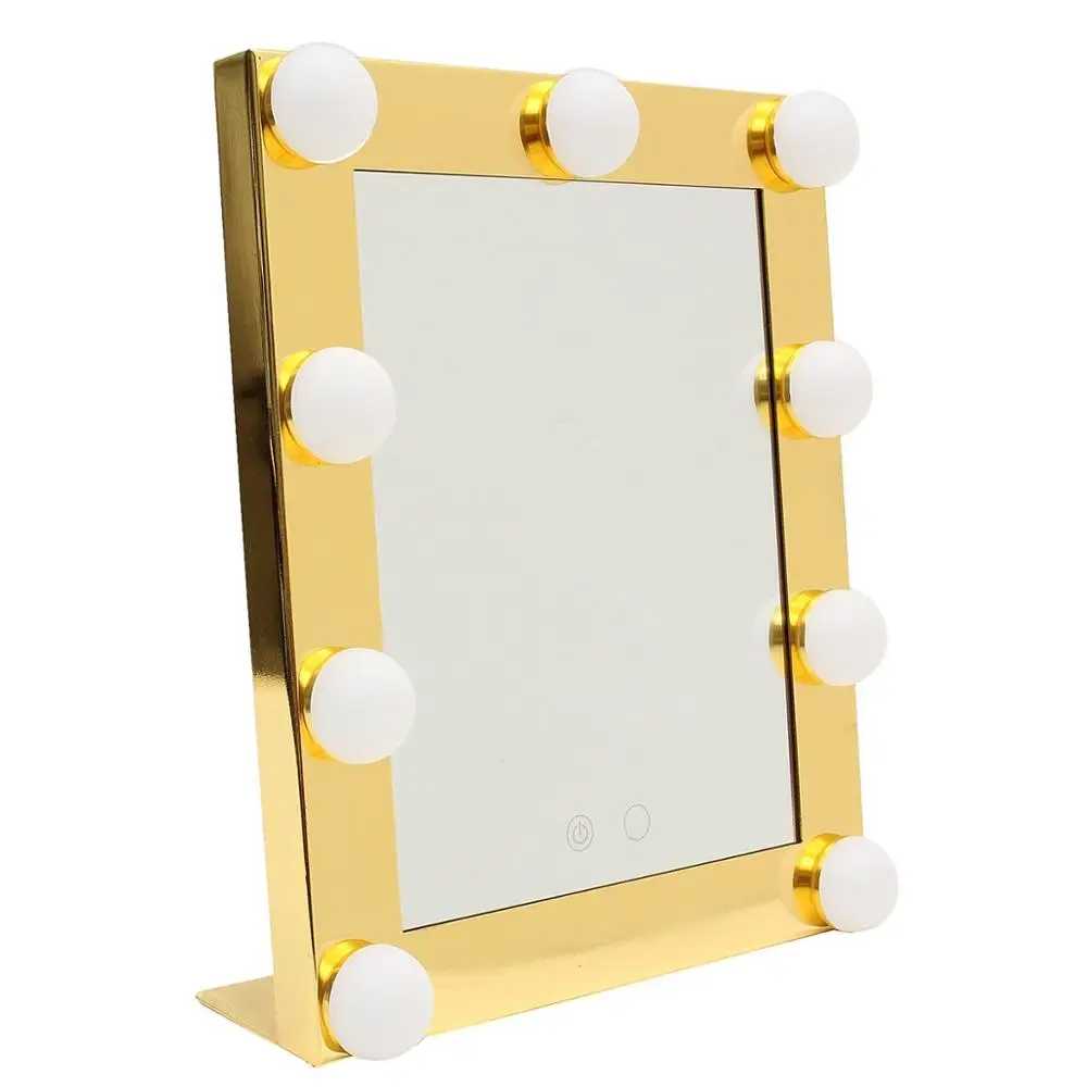 Hollywood 9LED Makeup Vanity Mirror With Lights Square Vintage Table Mirror Lamps Touch Dimmers Salon Espejo de Maquillaje - Цвет: Золотой