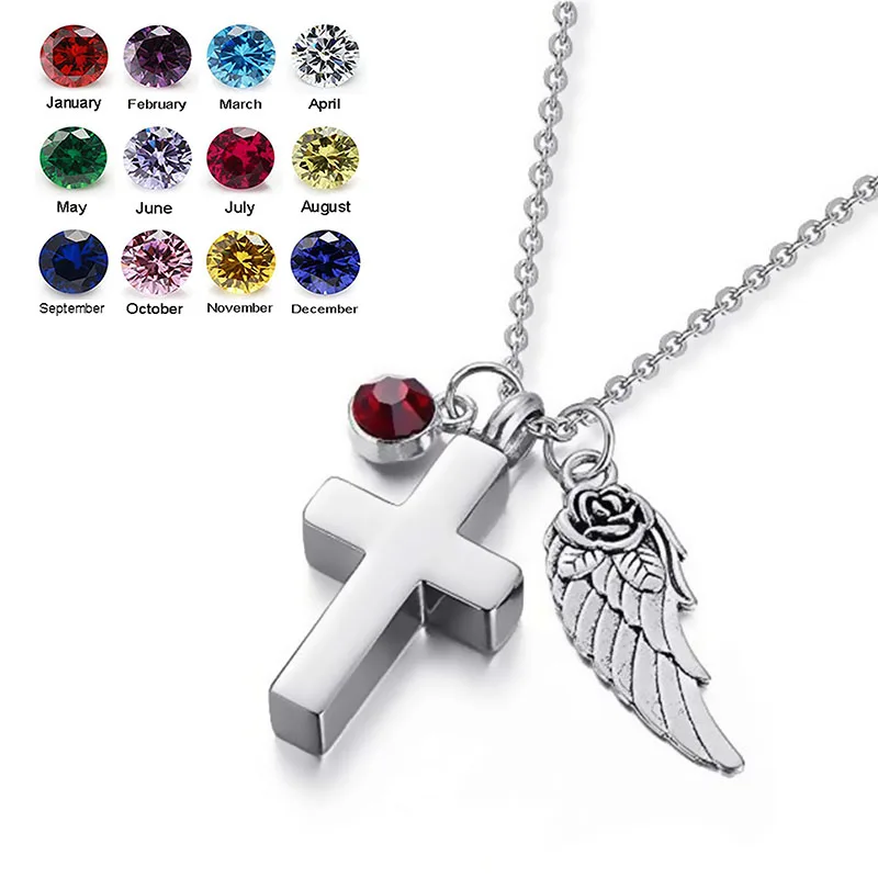 Cremation Cross Necklace Ashes Stainless Steel Jewelry Cross Necklace