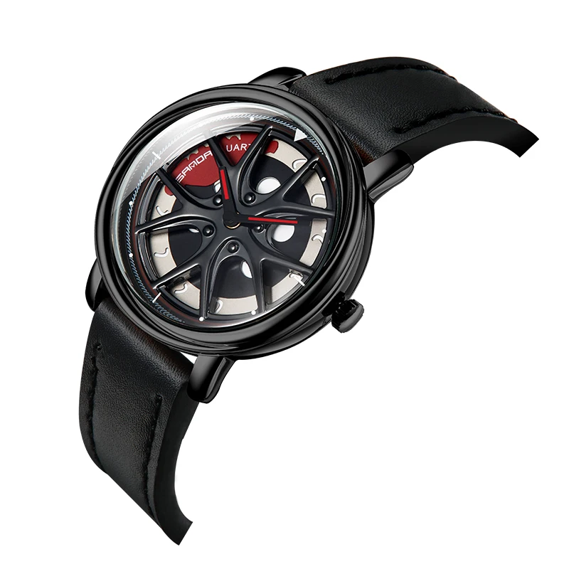 Мужские часы на колесиках с поворотом на 360 градусов, водонепроницаемые механические часы SANDA, лучший бренд класса люкс, tourbillon reloj - Цвет: Black